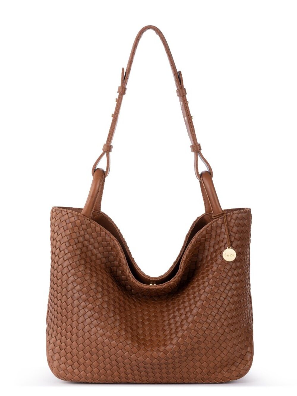 The Sak Los Feliz Medium Cognac Woven Leather Tote Shoulder Bag NWT